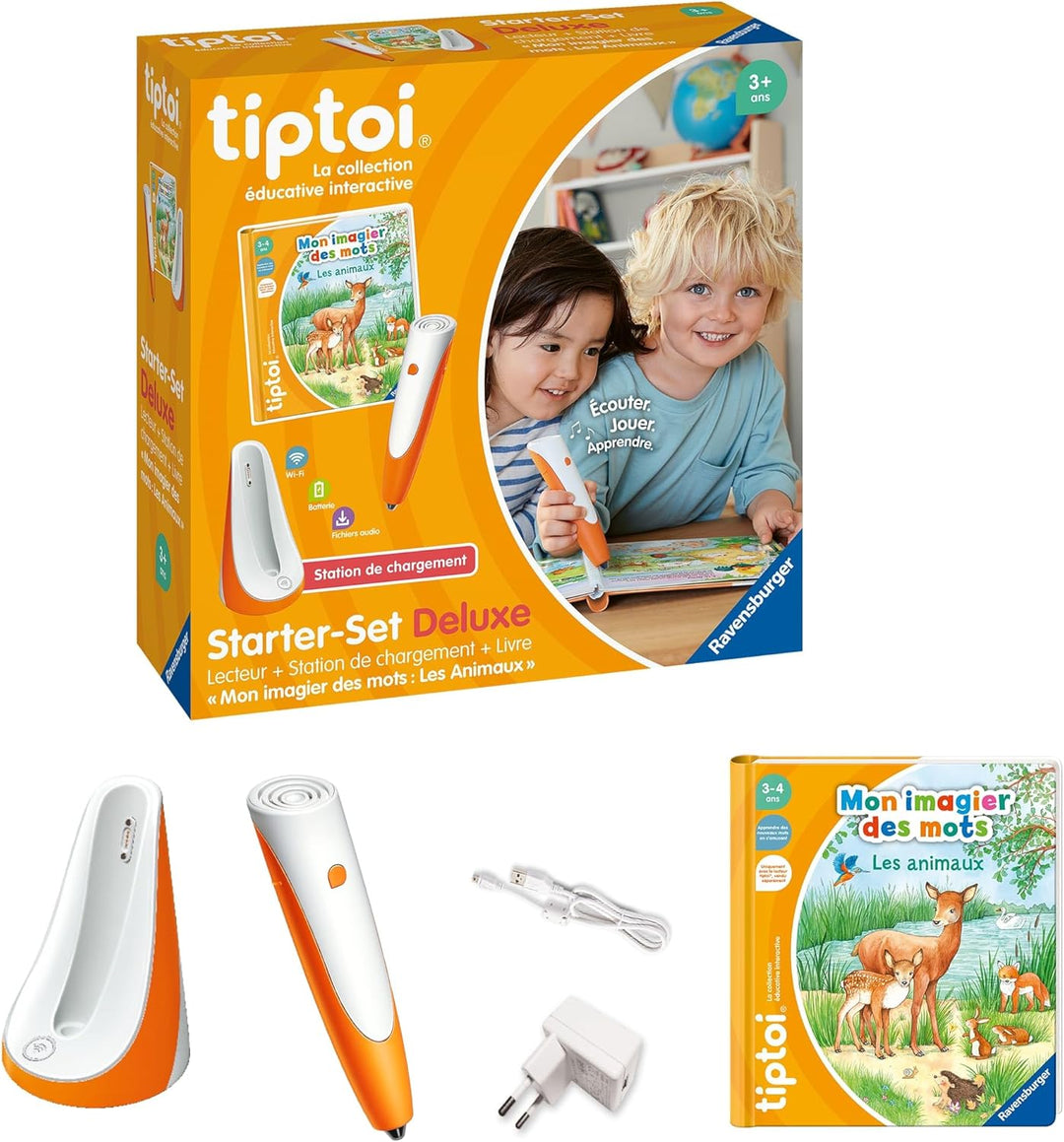 Ravensburger - tiptoi Starter Set Deluxe – Player + Ladestation + Buch Mein Bild der Wörter Die Tier