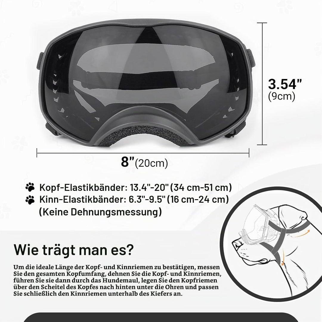 PETLESO Hundebrille Winddichte Hunde Sonnenbrille Hund Schutzbrille mit Verstellbare Band Geeignet f