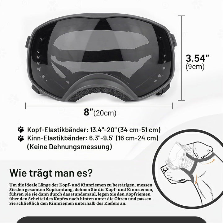 PETLESO Hundebrille Winddichte Hunde Sonnenbrille Hund Schutzbrille mit Verstellbare Band Geeignet f