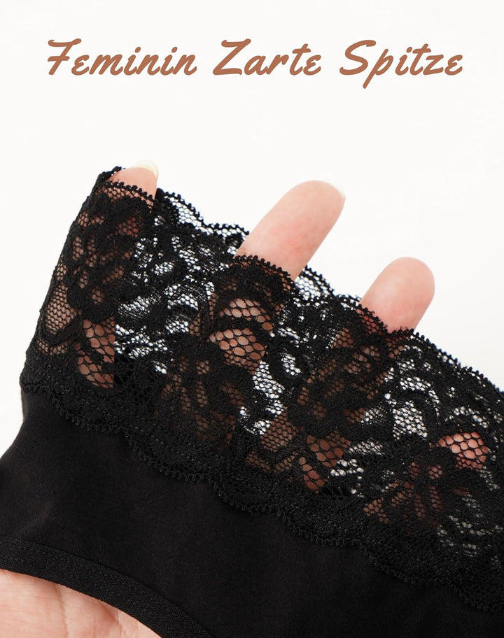 INNERSY Unterhosen Damen Baumwolle Slips mit Spitze Bequeme Hipster Unterwäsche Mehrpack 6 36 6 Schw