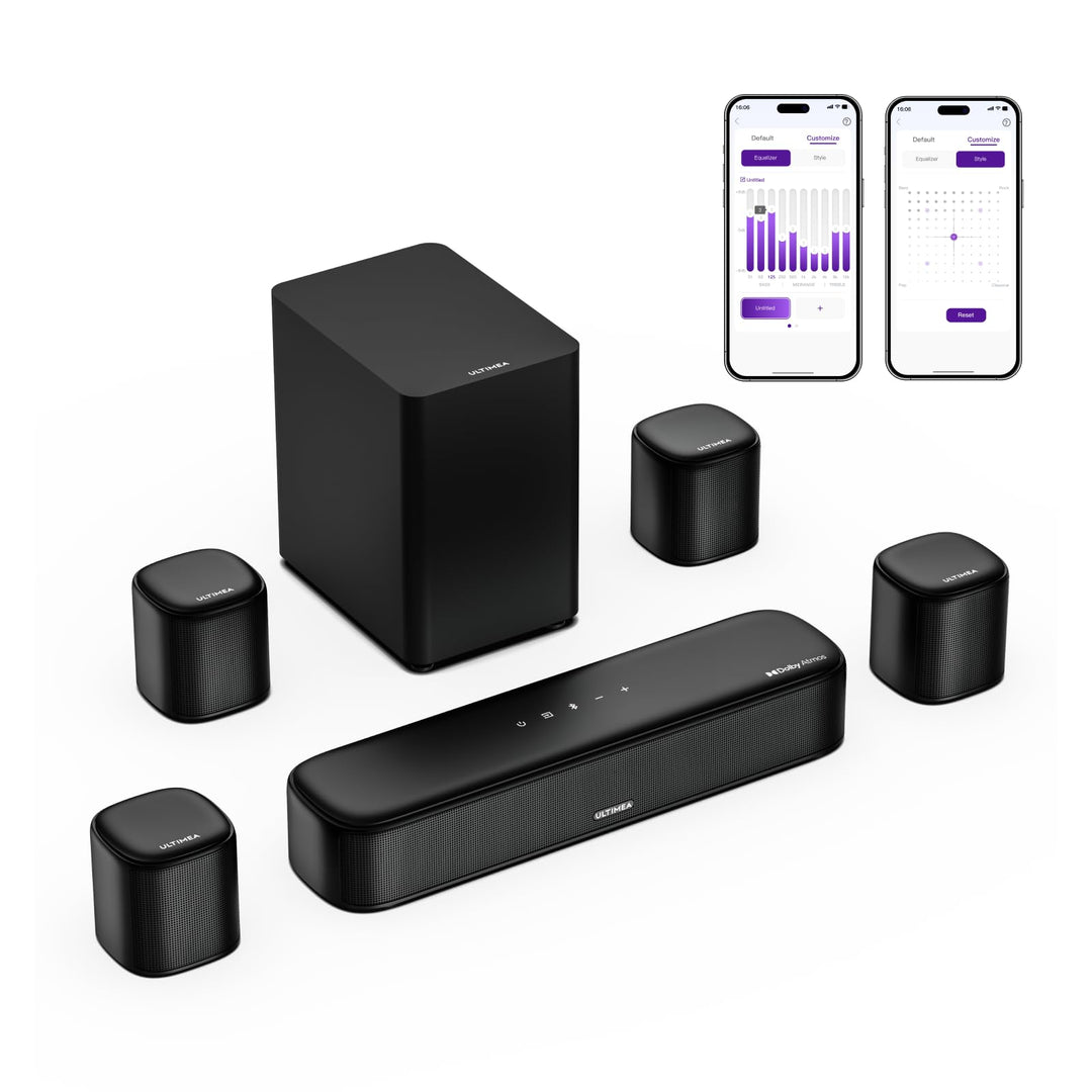 ULTIMEA 7.1ch Soundbar mit Dolby Atmos, Surround Sound System mit 4 Surround Lautsprechern, App, Hei