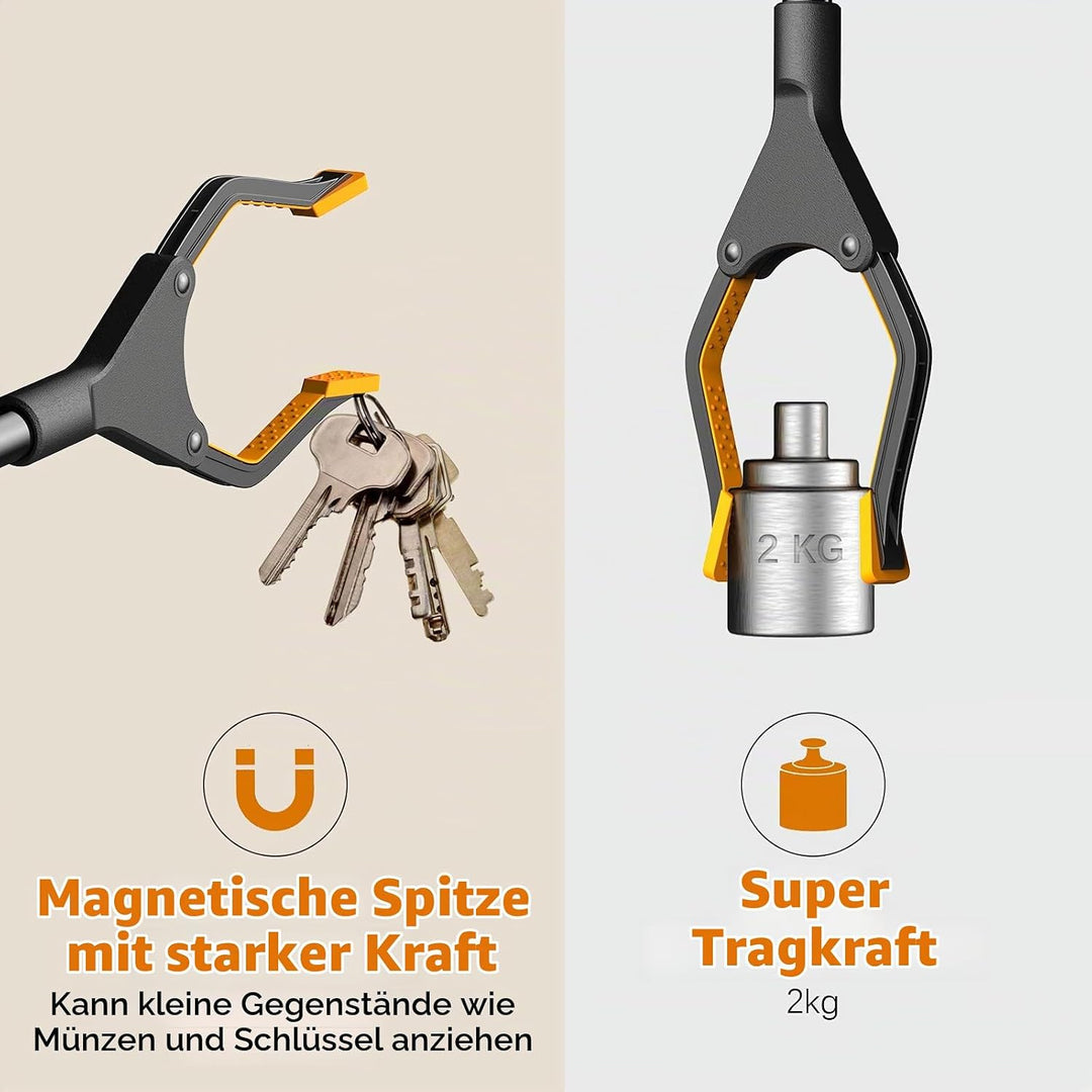 YAUNGEL 2 Stück Faltbare Greifer mit magnetischer Spitze,Müllzange,81 cm Langer Greifzange,90° Drehb