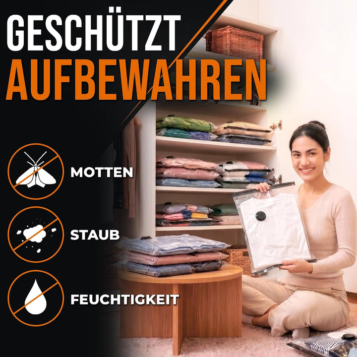 Vakuumbeutel für Kleidung I 6 STÜCK I Grösse L: 80x60cm I Vacuum Bags for Clothing I Staubsauger Vak