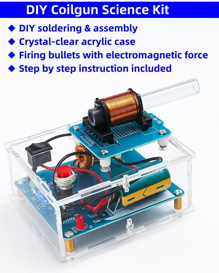 DIY Coilgun Lötübungsset, Elektromagnetischer Sender Elektronik Bausatz, Schiessspielset Lötbausatz,