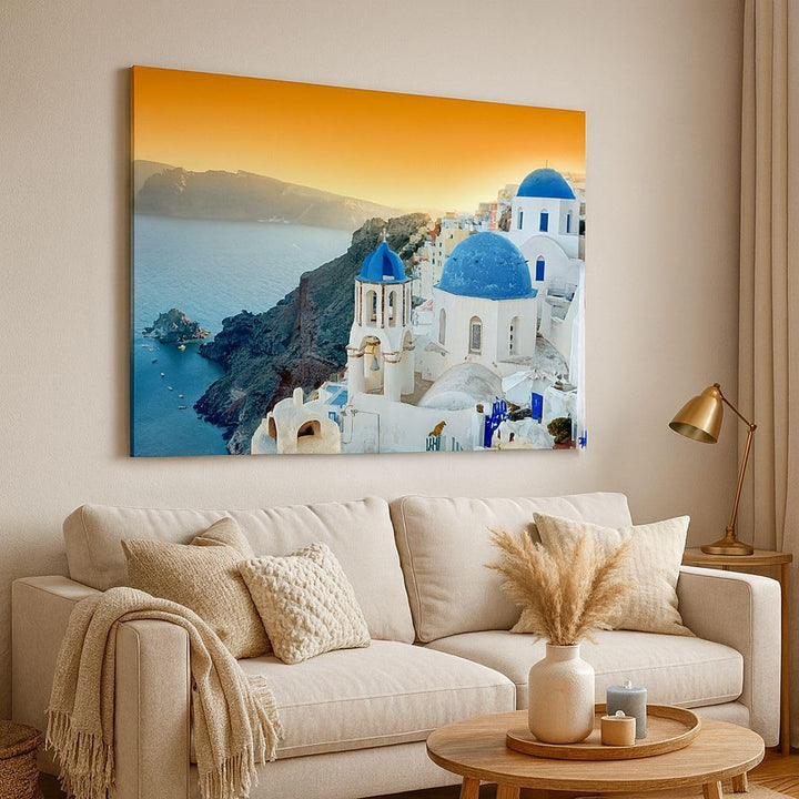Bilder auf Leinwand Santorini Griechenland Urlaub Insel Leinwandbild 70x50cm Wandbilder Dekoration W