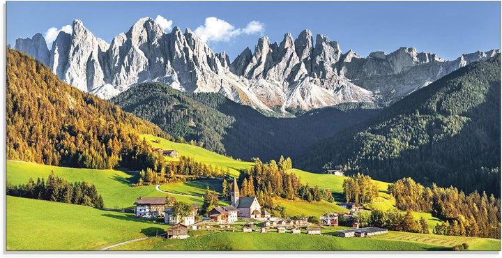 Glasbilder Wandbild Glas Bild einteilig 100x50 cm Querformat Alpen Landschaft Berge Natur Italien Sa