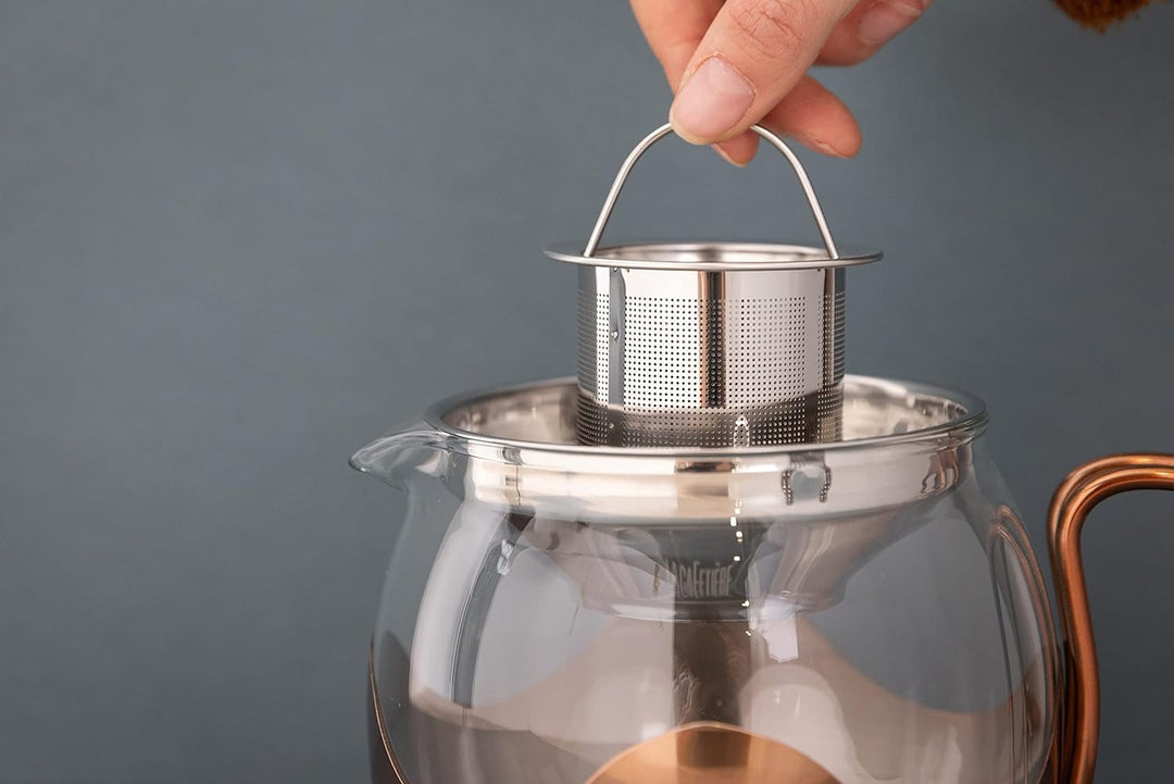 La Cafetière Izmir Teekanne aus Glas, lose Blätter, 1 l, mit Teesieb, 4 Tassen (Kupfer), Kupfer