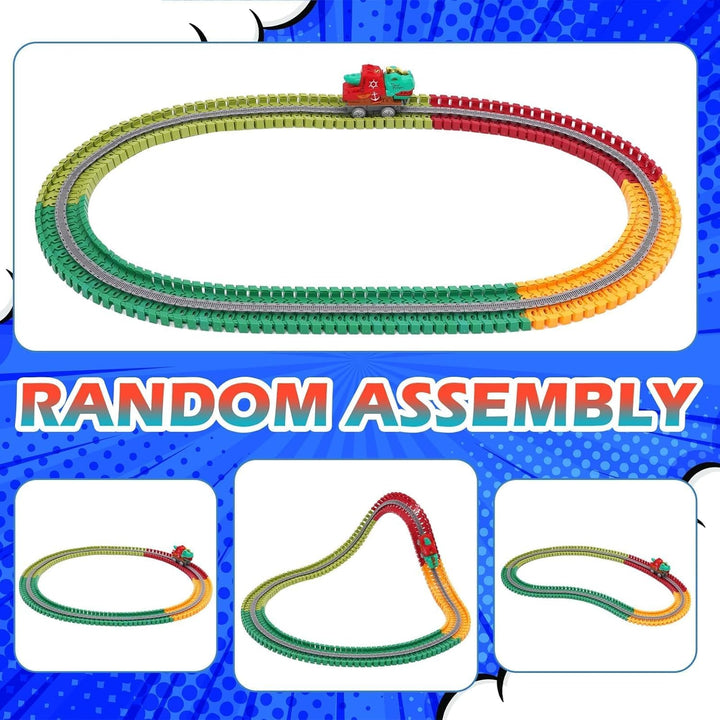 Autorennbahn 288 Stück, Flexible Rennbahn mit Dinosaurier-Auto, Anti-Gravitations Rennstrecke Spielz