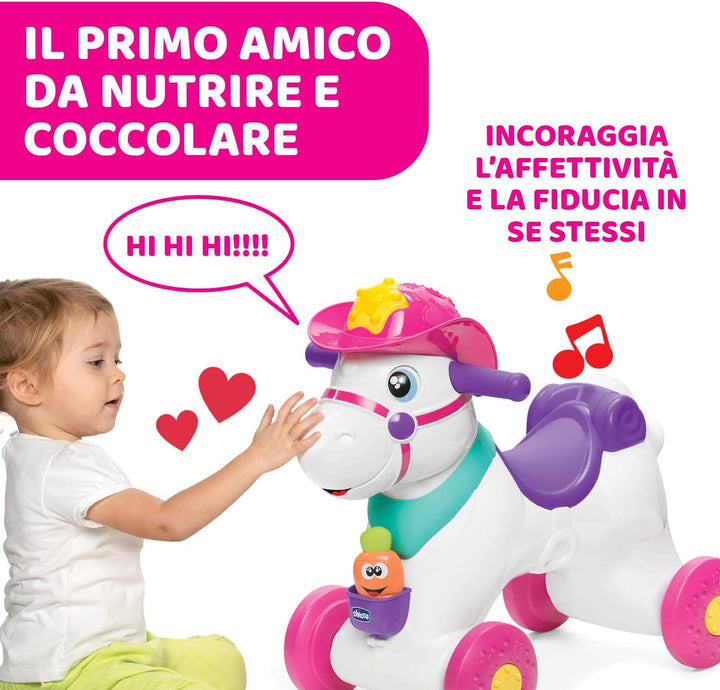 Chicco - Schaukelpferd für Kinder Miss Baby Rodeo, Lernspiel und interaktives Spiel, reitendes Pferd