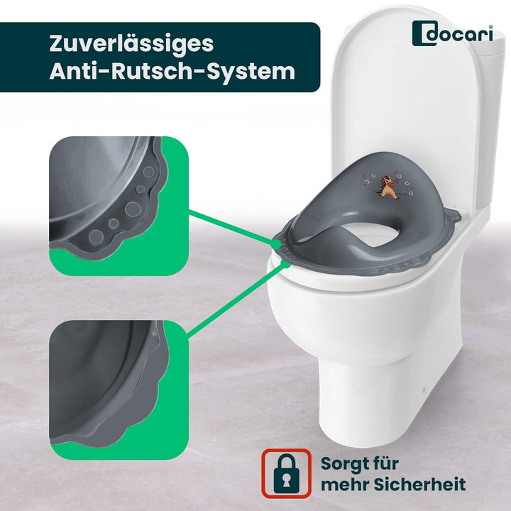 Toilettentrainer mit Treppe als Set grau Pferd - Toilettensitz Kinder und Tritthocker Kinder - Toile