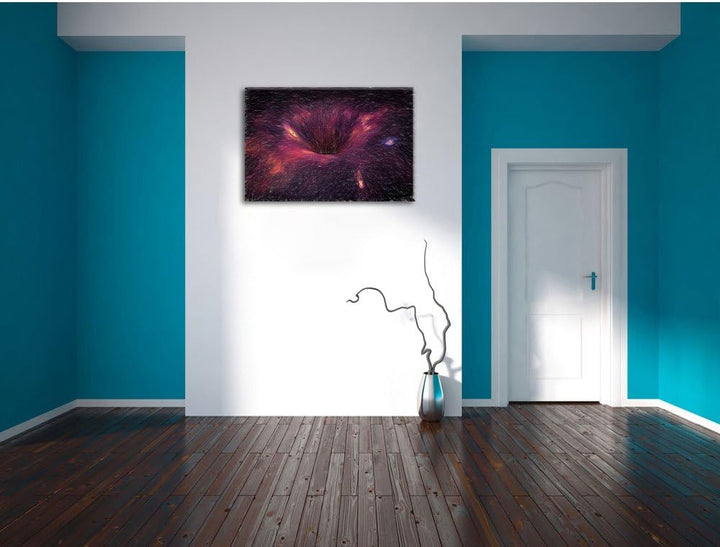 Pixxprint Schwarzes Loch im Weltall als Leinwandbild/Grösse: 100x70 / Wandbild/Kunstdruck/fertig bes