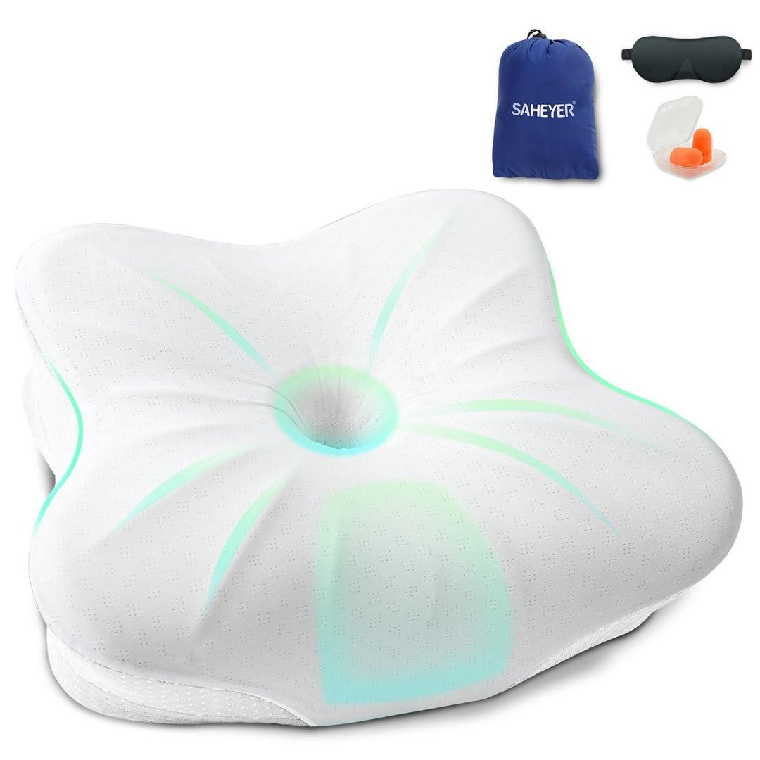 SAHEYER Reisekissen Memory Foam, Ergonomisches Camping Kissen, Orthopädisches Nackenkissen Kopfkisse
