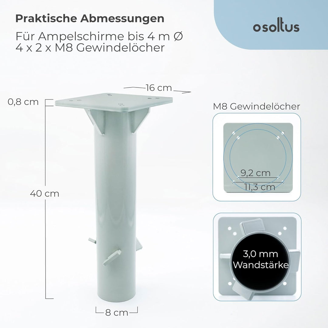 osoltus Universal Bodenhülse Bodenplatte zum Einbetonieren für Ampelschirm Sonnenschirme Sonnenschir