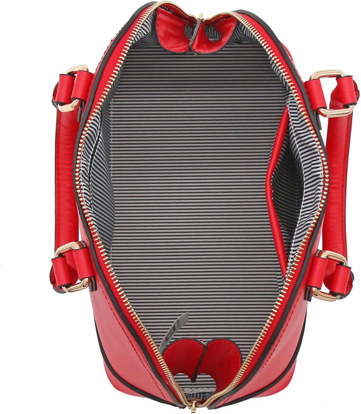 Saffiano Classic Dome Satchel mit Reissverschluss Rot, Rot