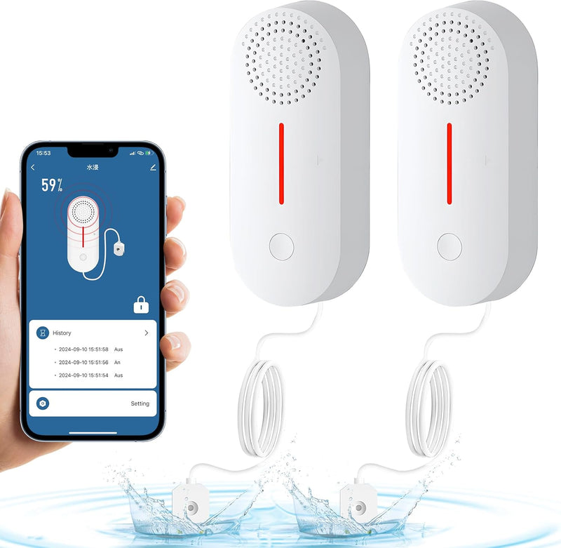 DAYTECH TUYA WiFi Smart Wassermelder Leck Detektor Sumpfpumpe Alarm Level Sensor 2 in 1 Detektor, 10