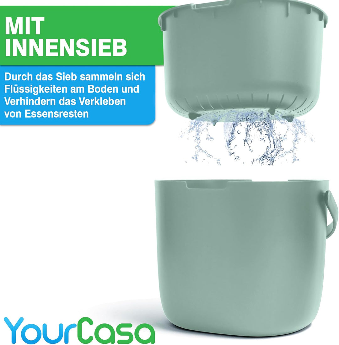 YourCasa Biomülleimer Küche 6L - Komposteimer für alltäglichen Biomüll Behälter Spülmaschinenfest -