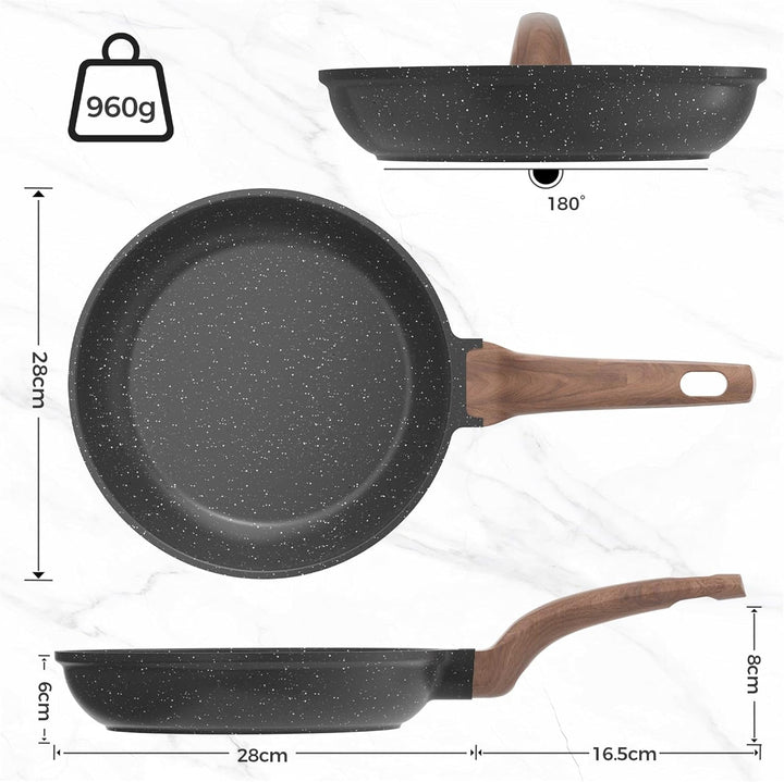 YASHE Bratpfanne mit Antihaftbeschichtung, 28 cm, Pfanne mit Granitbeschichtung für Eier, Pfannkuche