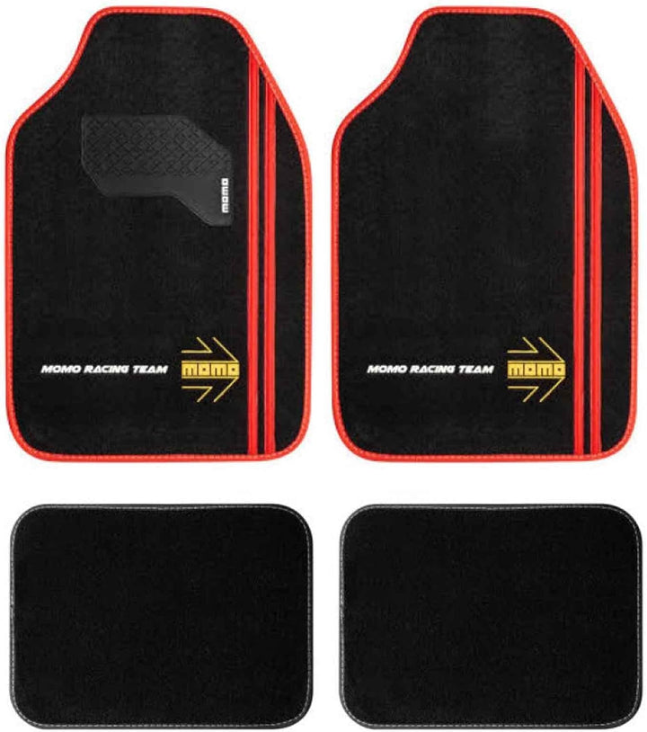MOMO KOMPLETT-SET 4 STÜCK UNIVERSAL-AUTOFUSSMATTEN SCHWARZ/ROT SCHWARZ AND ROT A8BR, SCHWARZ AND ROT