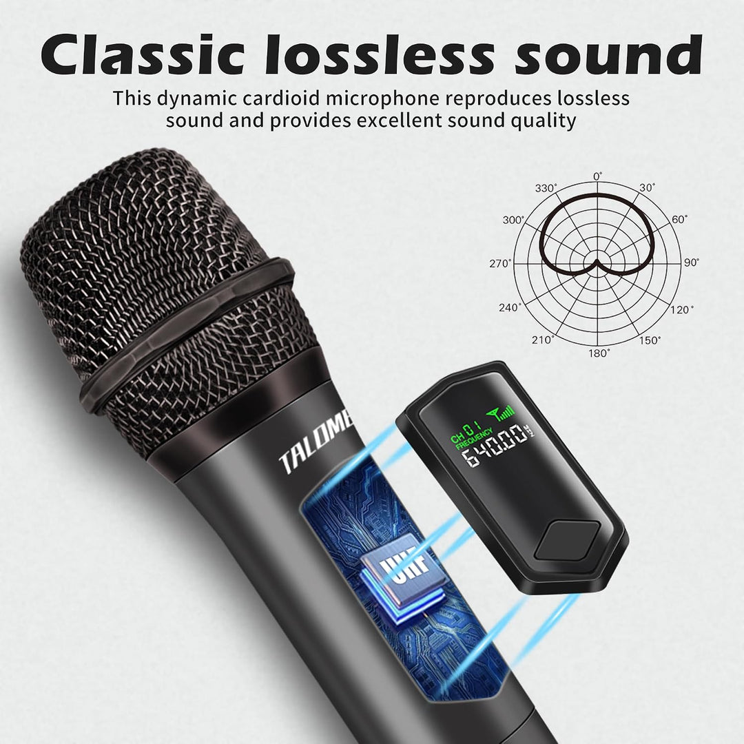 talomen Mikrofon kabellos,Drahtloses Funkmikrofon Wireless Microphone,Dual Mikrofon Kabellos Set,Han