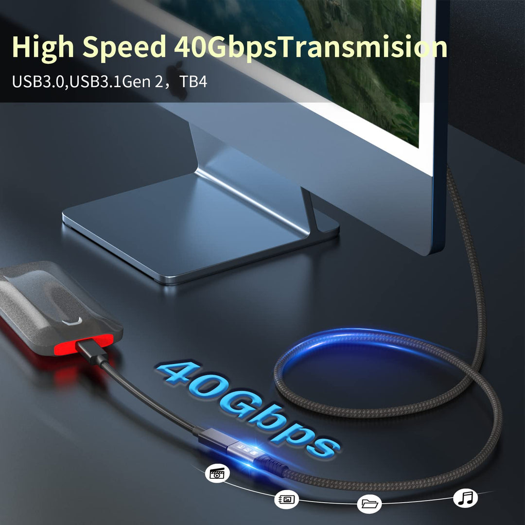 Angusplay USB C Thunderbolt 4 Verlängerung 40Gbps, USB 4 Verlängerungskabel, 8K 60Hz Display / 100W