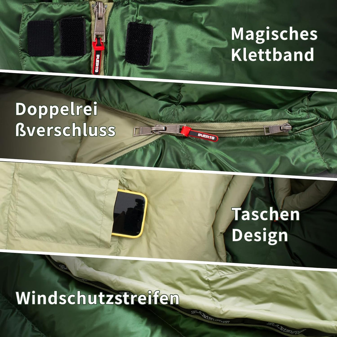 Daunenschlafsack Ultraleicht mit kleinem Packmass(620FP/RDS)-Sommerschlafsack für Camping,Trekking,B