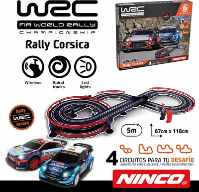 Ninco - WRC Rally Corsica | Slot-Schaltung mit Zwei Autos im Lieferumfang enthalten, Fernbedienungen