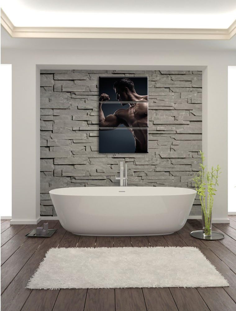 Pixxprint Starker Bodybuilder als Leinwandbild/Grösse: 3 Teilig (120x80) cm/Wandbild/Kunstdruck/fert