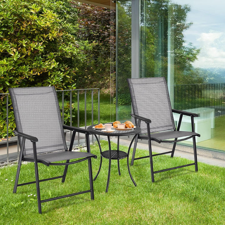 GOPLUS 2er Set Klappstuhl für Indoor und Outdoor, Gartenstuhl mit Rückenlehne und Armlehne, Balkonst