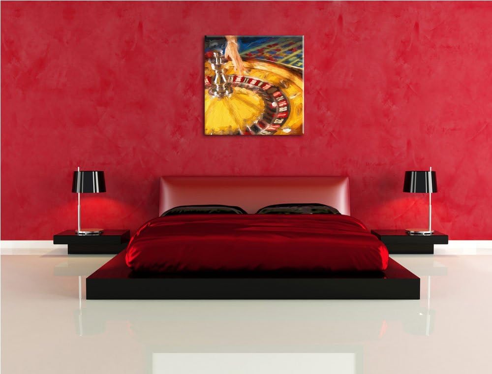 Pixxprint Klassischer Roulettetisch in luxuriösen Casino, Format: 70x70 auf Leinwand, 70x70