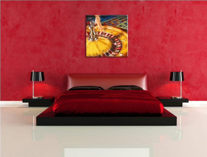 Pixxprint Klassischer Roulettetisch in luxuriösen Casino, Format: 70x70 auf Leinwand, 70x70
