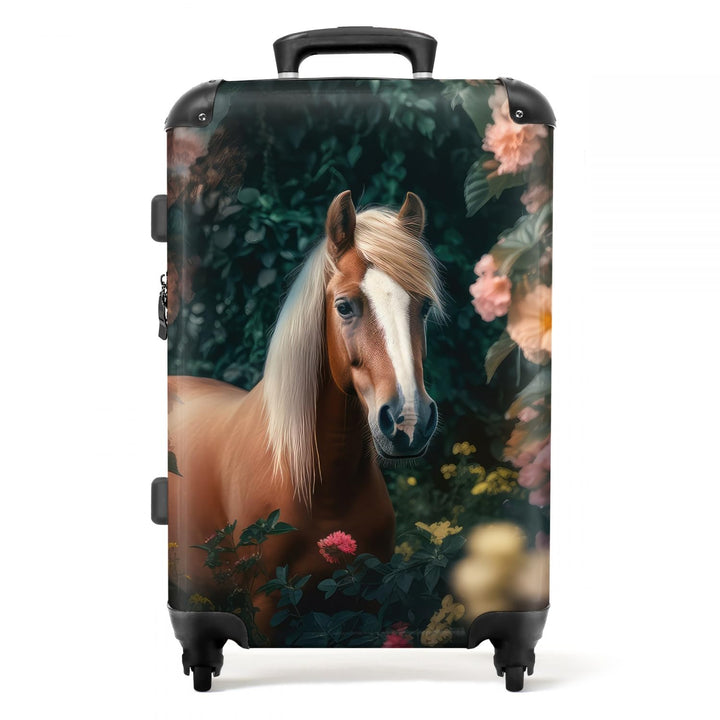 NoBoringSuitcases.com® Koffer gross Trolley Rollkoffer Reisekoffer mit 4 Rollen Fotokoffer - Pferd -