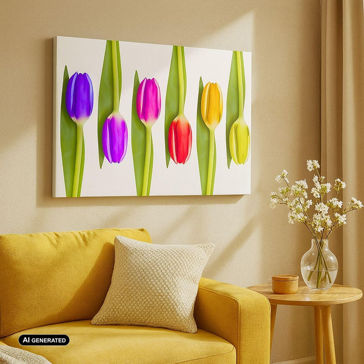 Bilder auf Leinwand 100x70cm Leinwandbild Tulpe Blume Garten Komposition Gross Wanddeko Bild Schlafz
