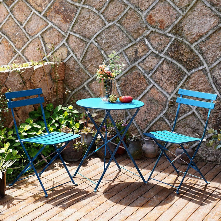 Grand patio Bistro Set 3 Stück, Balkonset, Sitzgruppe 2 Stühle und 1 Tisch, Premium Stahl, Klappbar,