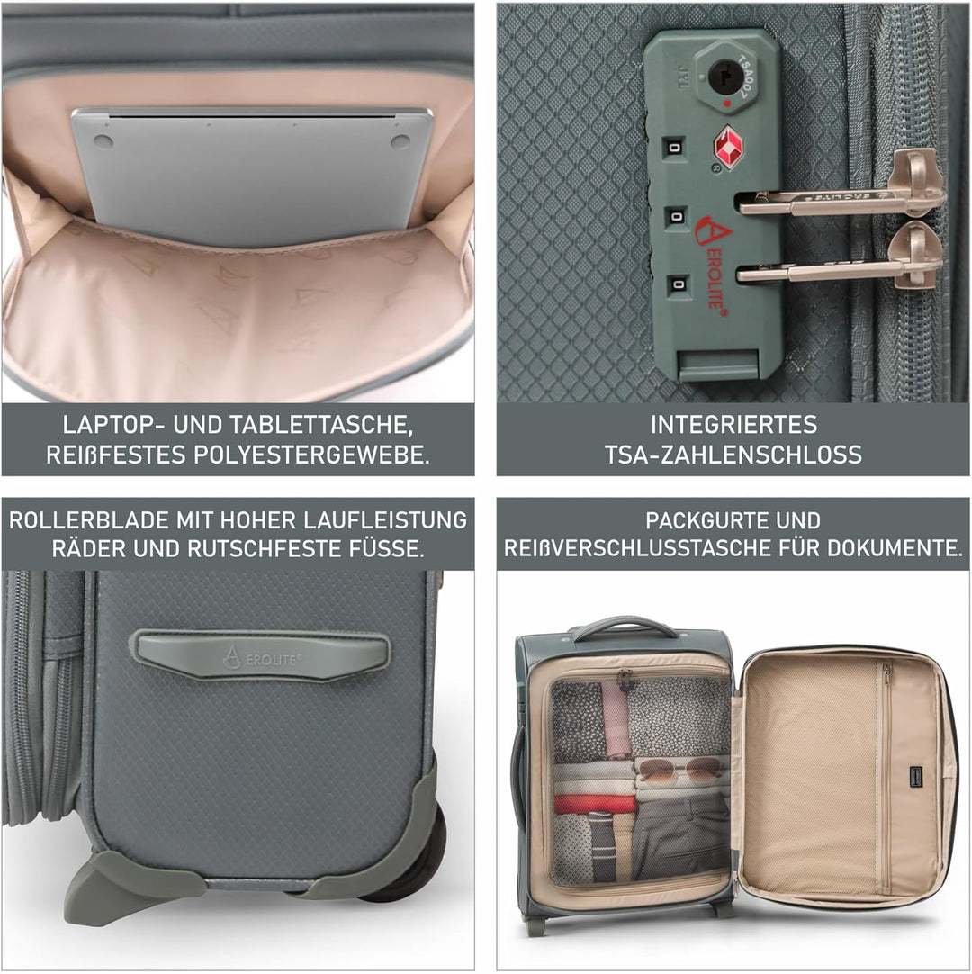Aerolite Erweiterbar 55x40x20cm auf 55x40x23cm Lufthansa Eurowings Bordgepäck Handgepäck Koffer 55x4