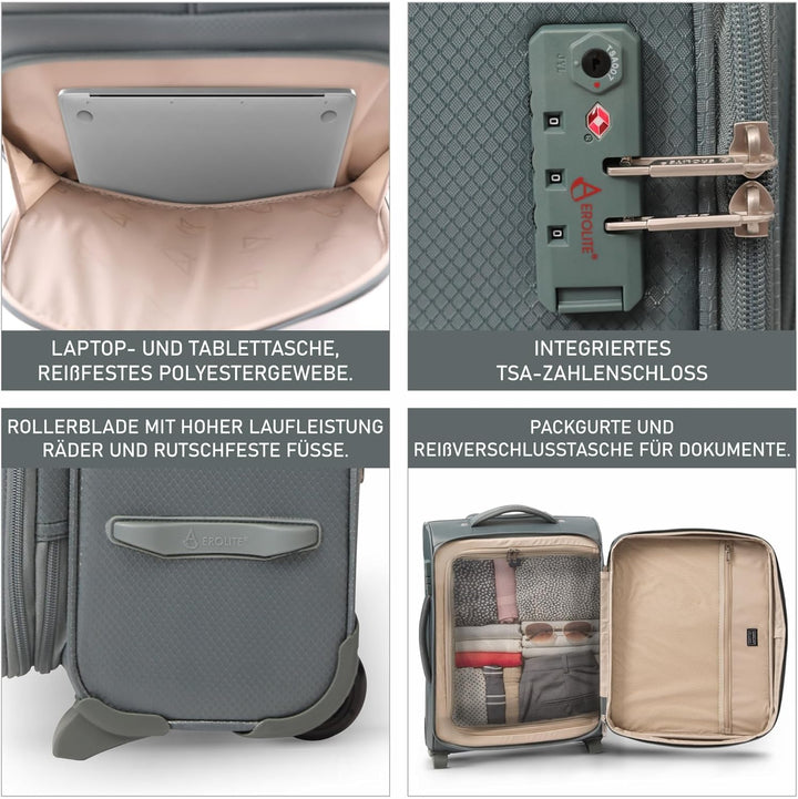 Aerolite Erweiterbar 55x40x20cm auf 55x40x23cm Lufthansa Eurowings Bordgepäck Handgepäck Koffer 55x4