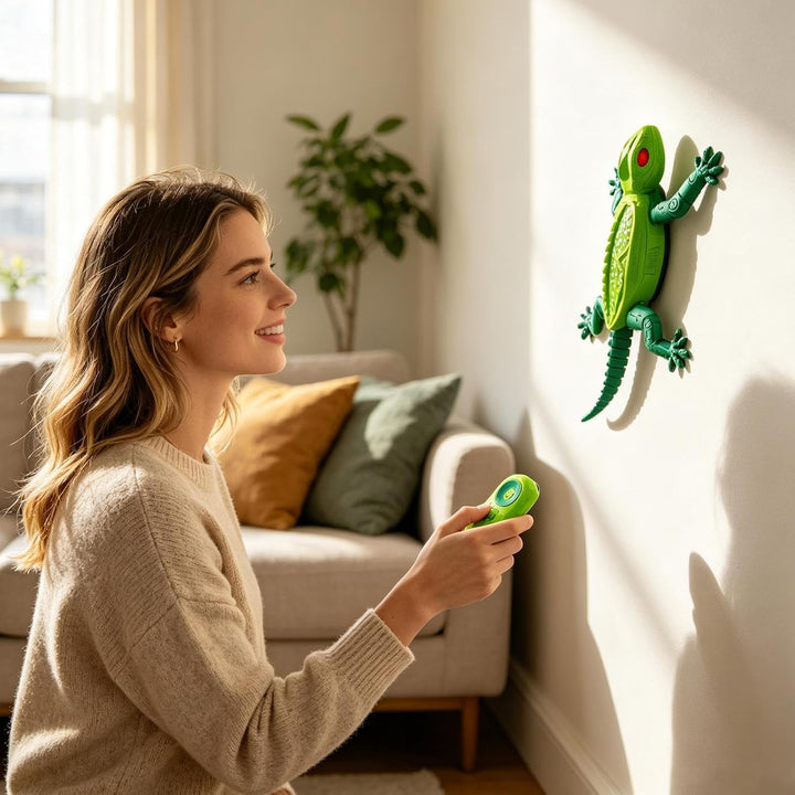 Wall Crawler Gecko, Remote Control Lizard Toy, Rechargeable LED Eyes Gecko | Strong Suction Climbing