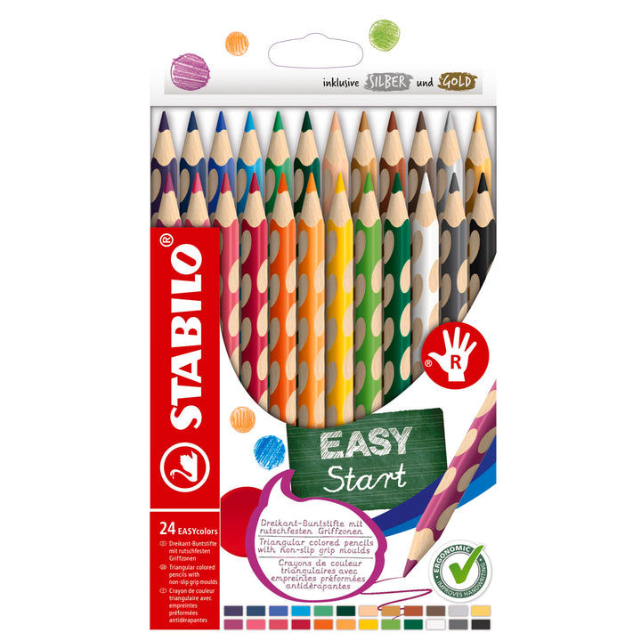 Ergonomischer Buntstift für Rechtshänder - STABILO EASYcolors - 24er Pack - mit 24 verschiedenen Far