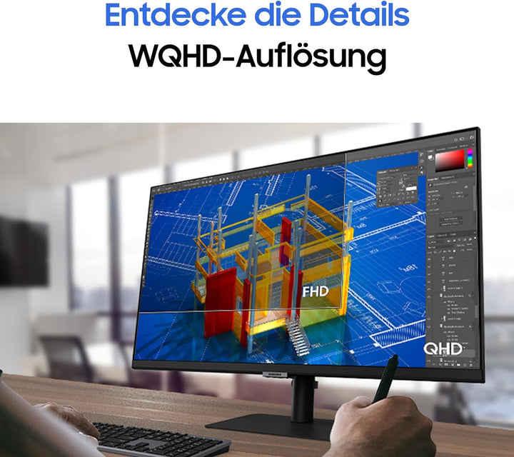 Samsung ViewFinity S6 Business Monitor, 24 Zoll, IPS-Panel, 2.560 x 1.440 Pixel, Freesync, Bildwiede