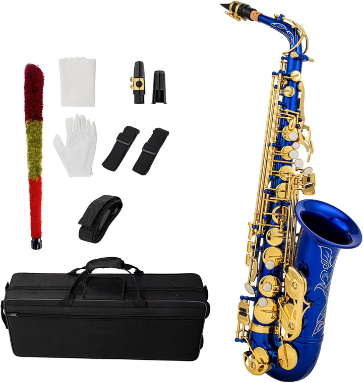 Btuty Eb Alt-Saxophon Messing E Flat Sax 802 Schlüsseltyp Holzblasinstrument mit Reinigungsstab Stof