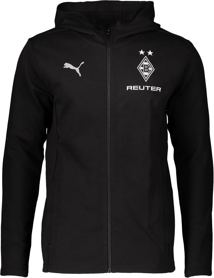 PUMA Borussia Mönchengladbach Kapuzenjacke mit Sponsor Unisex schwarzsilber M, schwarzsilber M