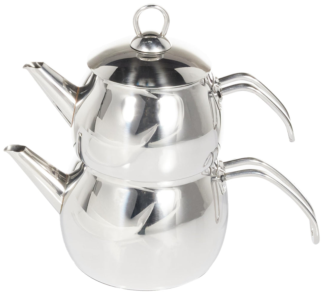 Karaca Belinay Midi Caydanlik - Türkische Teekanne Induktion 1,6L Wasserkocher + 1L Demlik mit Decke