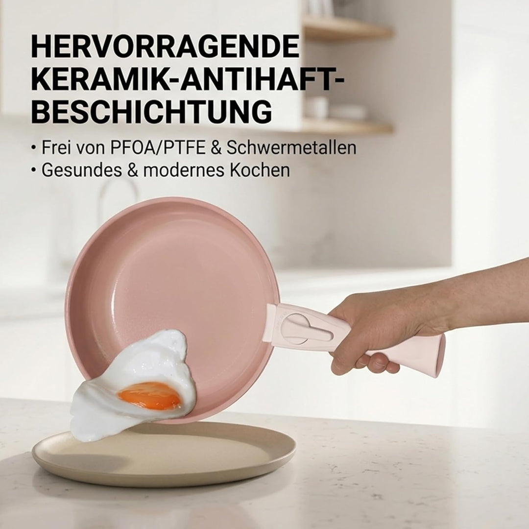 NEOFLAM® - Midas Plus Topf- und Pfannen-Set mit abnehmbarem Griff, 8-teilig, induktionsgeeignet, Ker