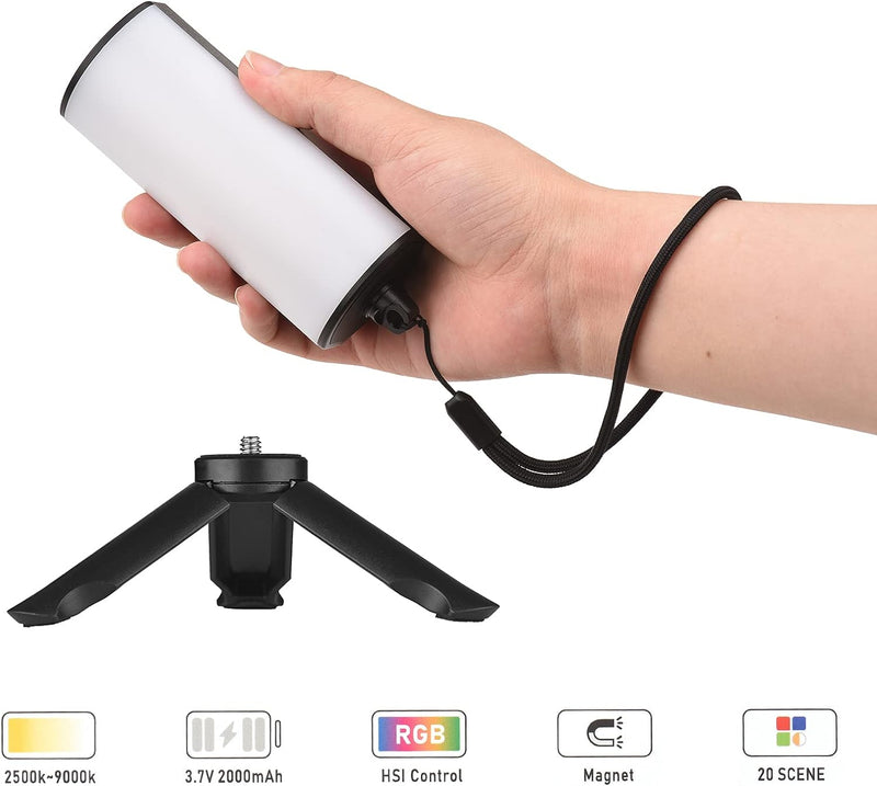 Andoer W100RGB Mini LED Videoleuchte, USB RGB LED Leuchtstäbe 2500K-9000K Dimmbar 20 Lichteffekte mi