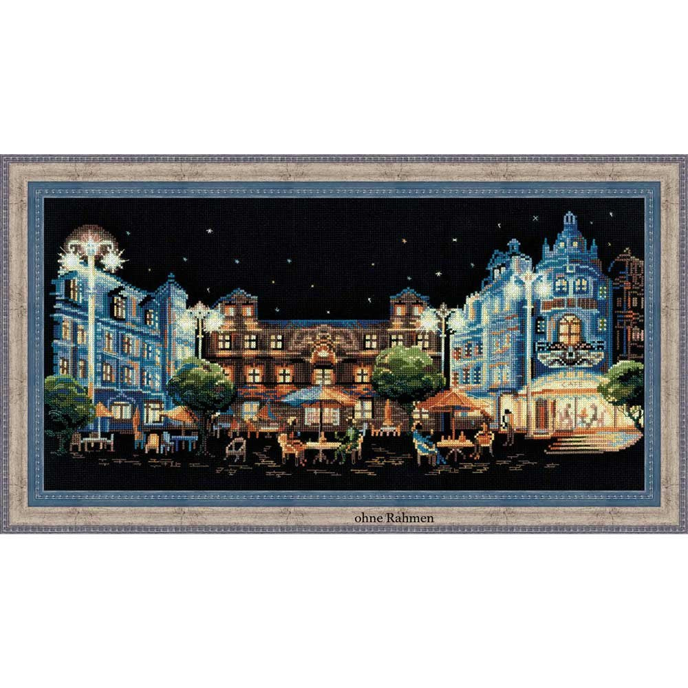Riolis Kreuzstich-Set Abendcafe, Baumwolle, Mehrfarbig, 50 x 25 x 0.1 cm