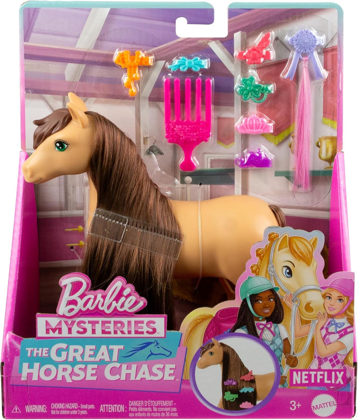 Barbie Pferd - Pony Pepper und Zubehör, inspiriert von Barbie Mysteries: Das geheimnisvolle Pferdeab