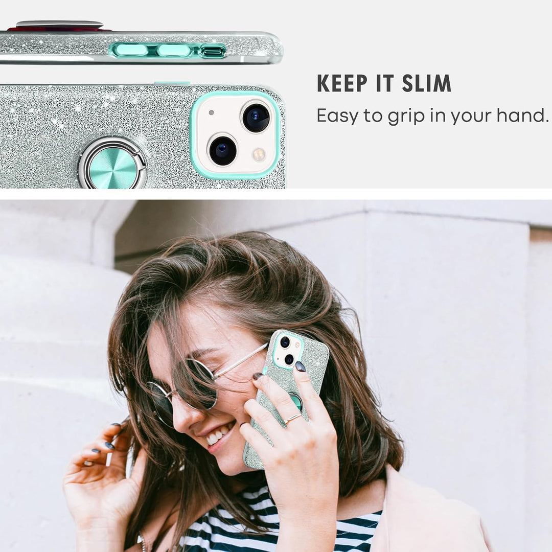 SouliGo iPhone 14 Hülle, iPhone 14 Hülle Glitzer, iPhone 14 Handyhülle Silikon Case Cover mit 360 Gr