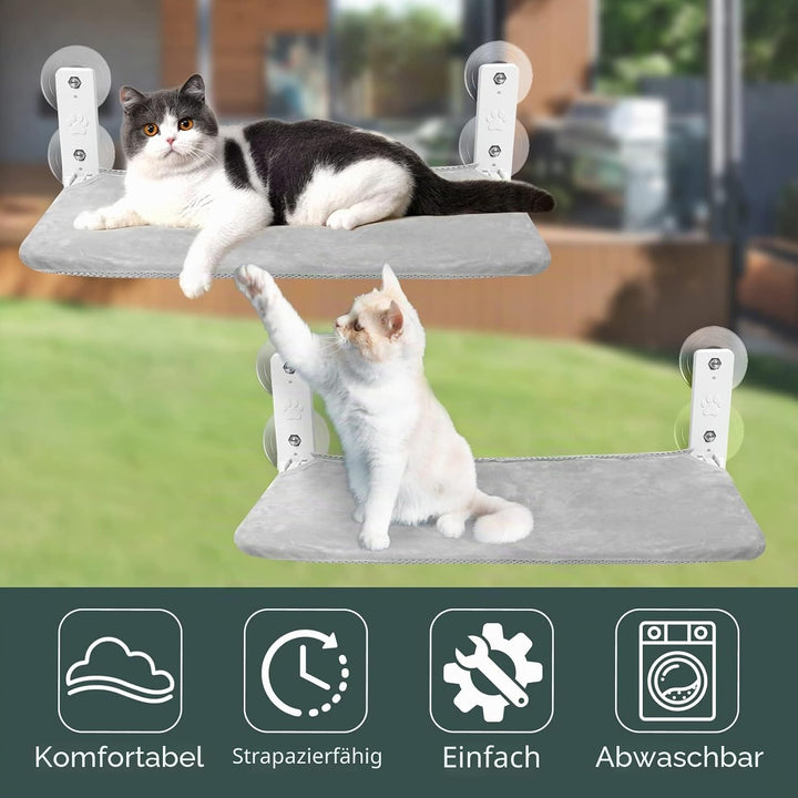 GUUSII HOME Fensterliege für Katzen Hängematte Fensterplätze Katzenbett Fenster Faltbare Katzenhänge