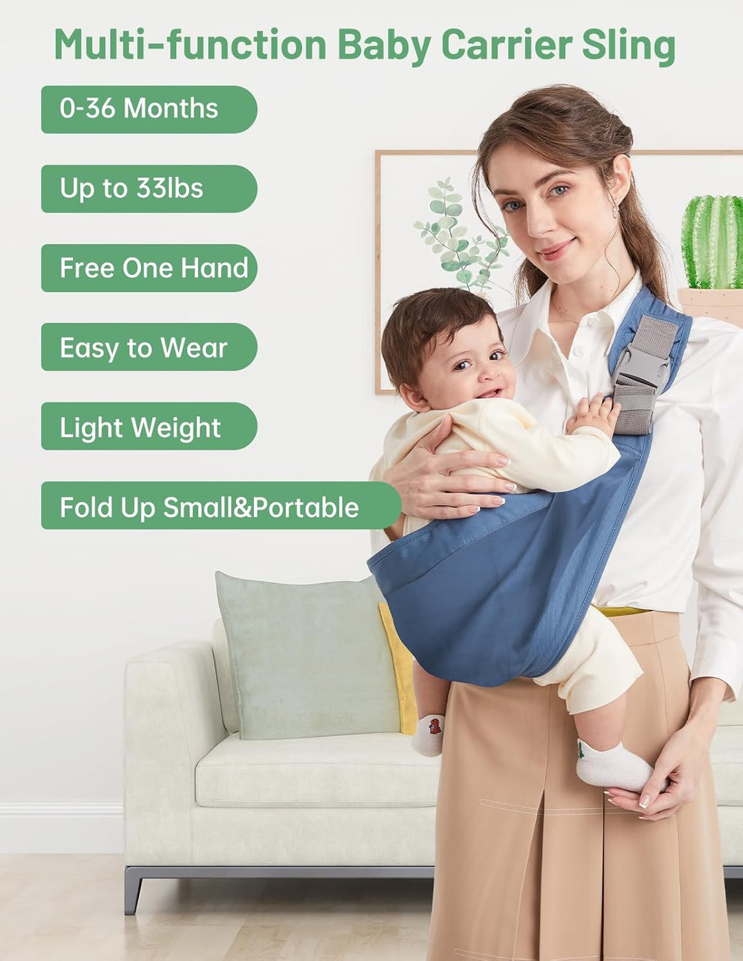Tragetuch Baby, Mumgaroo Babytrage Neugeborene ab Geburt, On the Go Multifunktionale, für Babys von