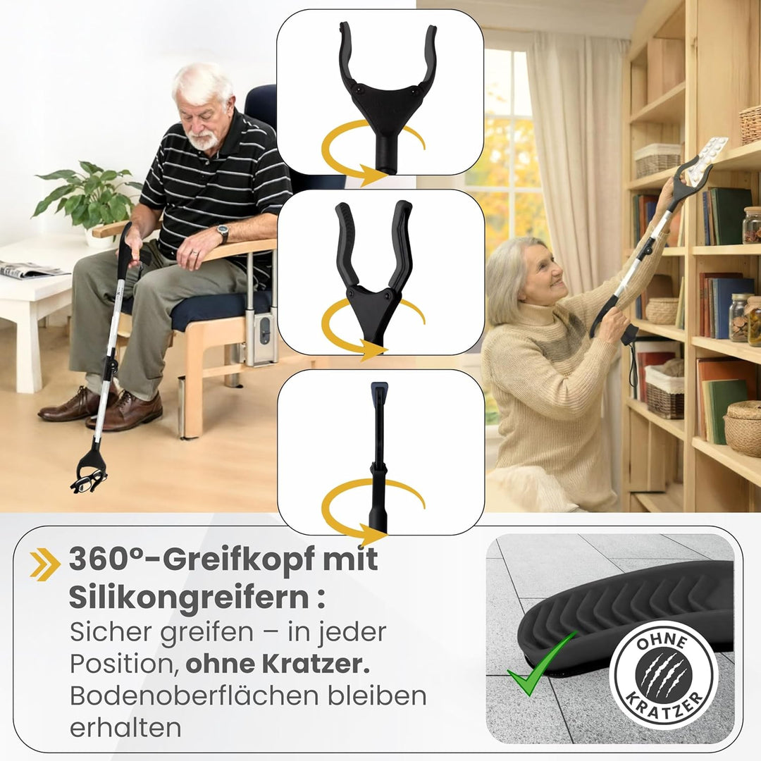 Greifzange für Senioren [80 cm] faltbarer Greifer zum aufheben | Reacher aus Aluminium | Müllzange 3