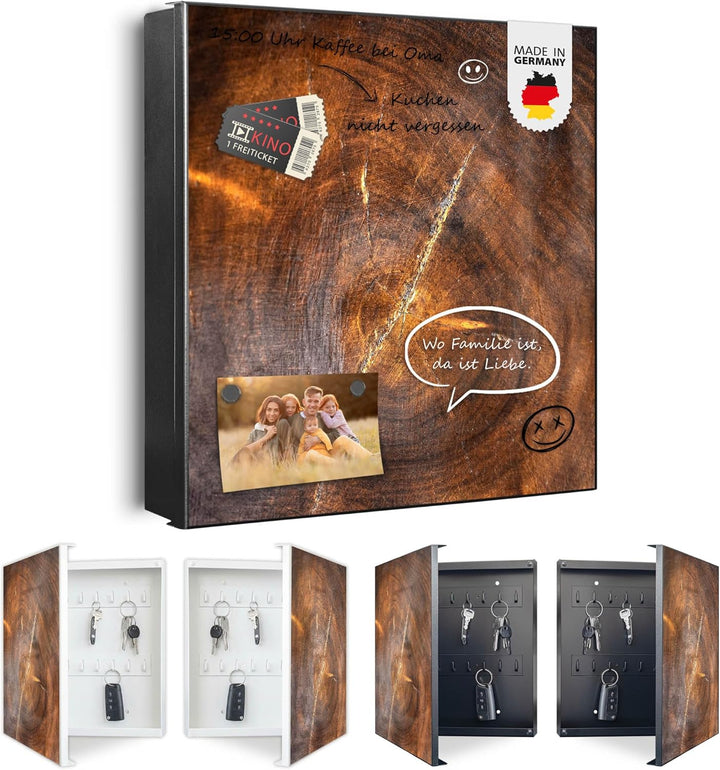 banjado Grosser Schlüsselkasten Metall - Schlüsselbox 30x30cm mit 32 Haken - Schlüsselkasten modern